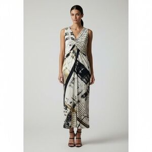 NU Denmark city print abstract maxi dress size M